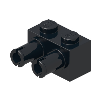 BRICK 1X2 W/ DOUBLE SNAP · Black (réf. BrickLink Black)