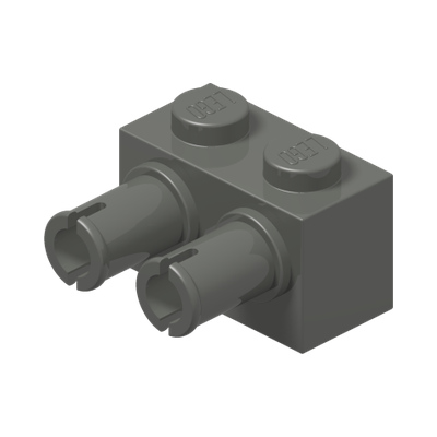 BRICK 1X2 W/ DOUBLE SNAP · Dark Stone Grey (réf. BrickLink Dark Bluish Gray)