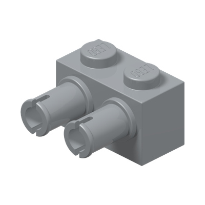 BRICK 1X2 W/ DOUBLE SNAP · Medium Stone Grey (réf. BrickLink Light Bluish Gray)
