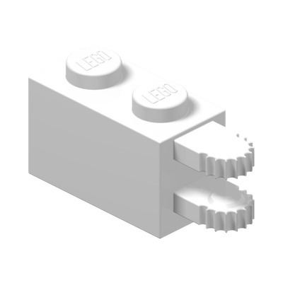 Hinge Brick 1 x 2 Locking with 2 Fingers Horizontal End · LEGO 6058180 (réf. BrickLink 30540) · Couleur BrickLink : White