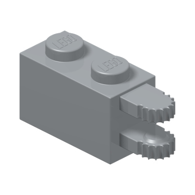 BRICK 1X2, FORK W/ FRICTION, HOR., END · Medium Stone Grey (réf. BrickLink Light Bluish Gray)