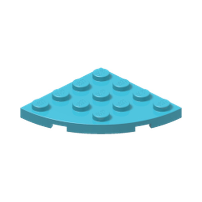 PLATE 4X4, 1/4 CIRCLE · Medium Azur (réf. BrickLink Medium Azure)