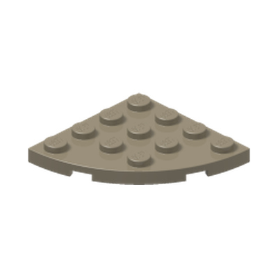 PLATE 4X4, 1/4 CIRCLE · Sand Yellow (réf. BrickLink Dark Tan)