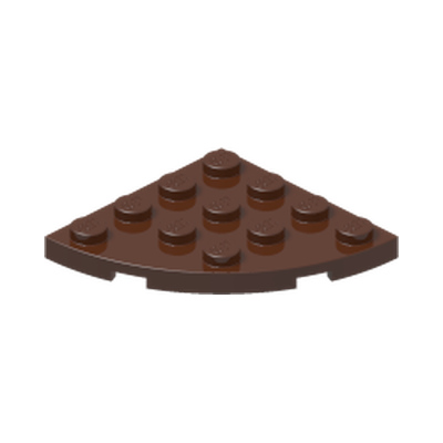 PLATE 4X4, 1/4 CIRCLE · Reddish Brown (réf. BrickLink Reddish Brown)
