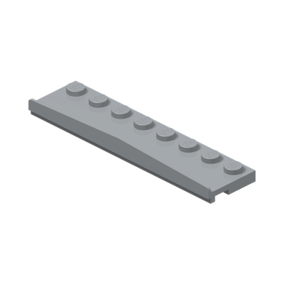 PLATE 2X8 W/GLIDING GROOVE · Medium Stone Grey (réf. BrickLink Light Bluish Gray)