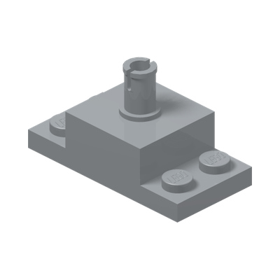 PLATE 2X4/2X2X1 W. VERTICAL SN · Medium Stone Grey (réf. BrickLink Light Bluish Gray)