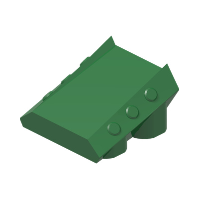 Brick, Modified 2 x 2 No Studs, Sloped with 6 Side Pistons Raised · LEGO 4143879 (réf. BrickLink 30603) · Dark Green (réf. BrickLink Green)
