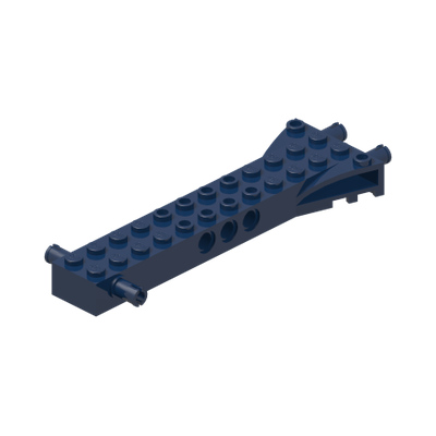 Brick, Modified 2 x 12 with 2 Side Pins and 2 End Pins, Technic Holes, and 4W Flared End · Réf. BrickLink 30621 · Couleur BrickLink : Dark Blue