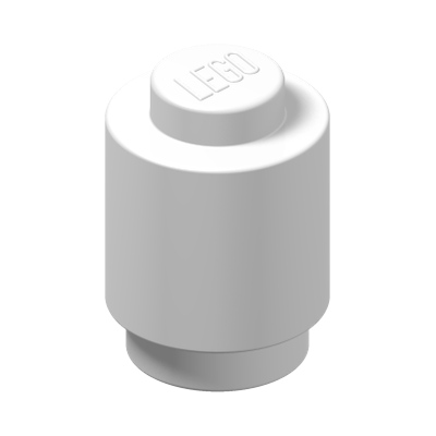 Brick, Round  1 x 1 - Solid Stud, Bottom Lip · Réf. BrickLink 3062a · Couleur BrickLink : White