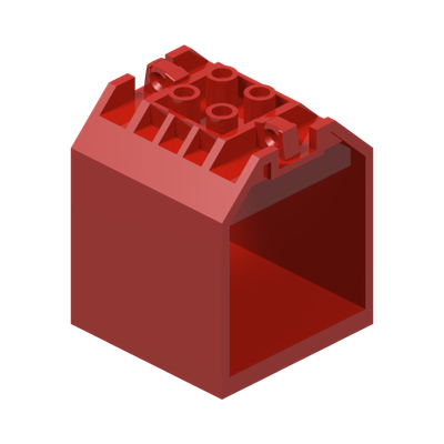 Container, Box Open Ended 4 x 4 x 4 with 1 Locking Hinge Finger on Each End · LEGO 4153047 (réf. BrickLink 30639) · Couleur BrickLink : Red
