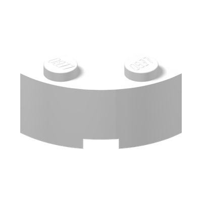 Brick, Round Corner 2 x 2 Macaroni with Stud Notch · Réf. BrickLink 3063b · Couleur BrickLink : White