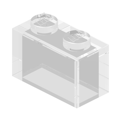 BRICK 1X2 W/O PIN · Transparent (réf. BrickLink Trans-Clear)