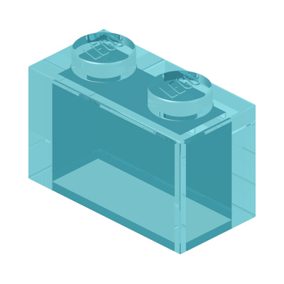 BRICK 1X2 W/O PIN · Tr. Light Blue (réf. BrickLink Trans-Light Blue)