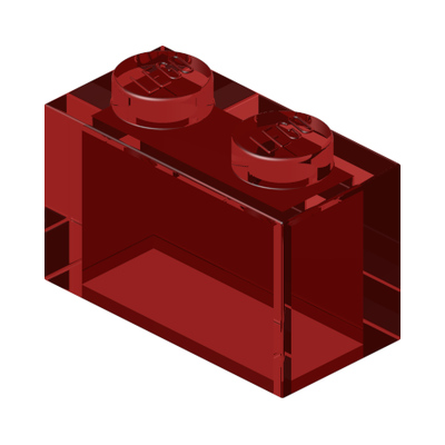 BRICK 1X2 W/O PIN · Tr. Red (réf. BrickLink Trans-Red)
