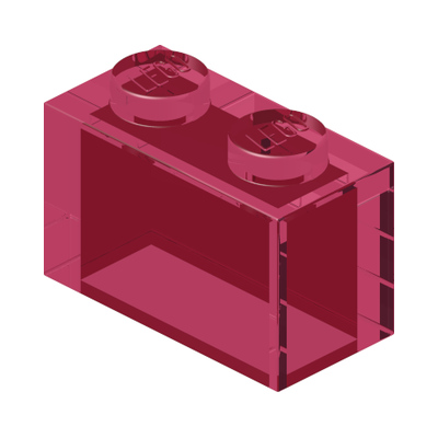 BRICK 1X2 W/O PIN · Tr.medium Reddish Violet (réf. BrickLink Trans-Dark Pink)