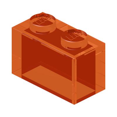BRICK 1X2 W/O PIN · Tr. Bright Orange (réf. BrickLink Trans-Orange)