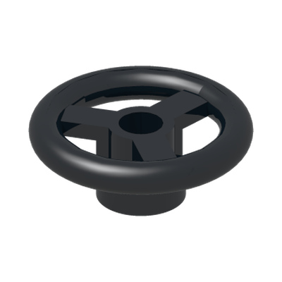 STEE.WHEEL Ø16 F/CONSOLE 2X2 · LEGO 6057397 (réf. BrickLink 30663) · Black (réf. BrickLink Black)