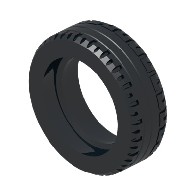 TYRE NORMAL, NARROW, DIA. 43X14, NO.1 · LEGO 6518575 (réf. BrickLink 30699) · Black (réf. BrickLink Black)