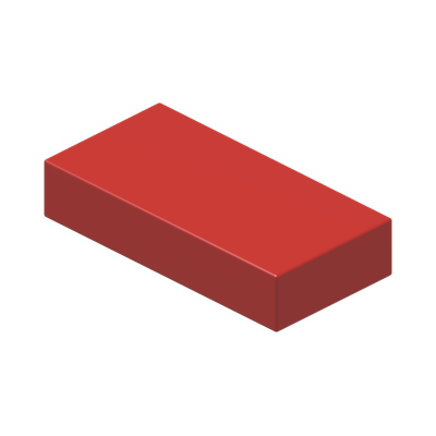 Tile 1 x 2 without Groove · Réf. BrickLink 3069a · Couleur BrickLink : Red