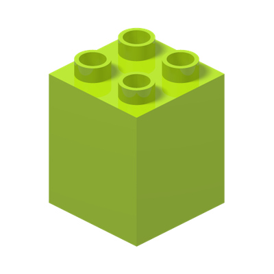 DUPLO BRICK 2X2X2 · LEGO 4566313 (réf. BrickLink 31110) · Bright Yellowish Green (réf. BrickLink Lime)