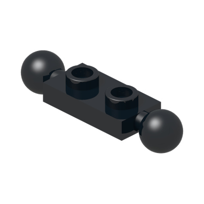 PLATE 1X2, W/ 5.9 BALL, DOUBLE · Black (réf. BrickLink Black)