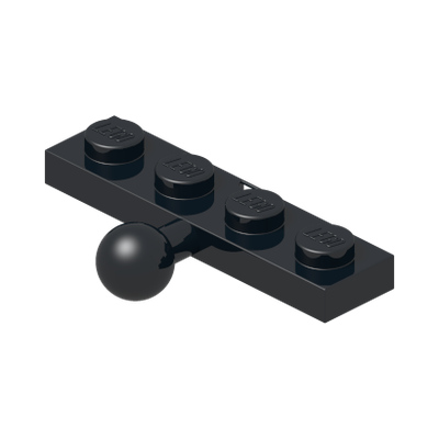 COUPLING PLATE 1X4 W. BALL · Black (réf. BrickLink Black)