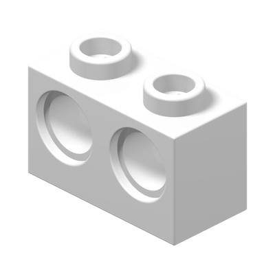 BRICK 1X2 W. 2 HOLES Ø 4,87 · White (réf. BrickLink White)