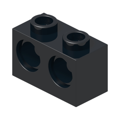 BRICK 1X2 W. 2 HOLES Ø 4,87 · Black (réf. BrickLink Black)