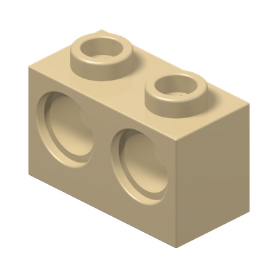 BRICK 1X2 W. 2 HOLES Ø 4,87 · Brick Yellow (réf. BrickLink Tan)
