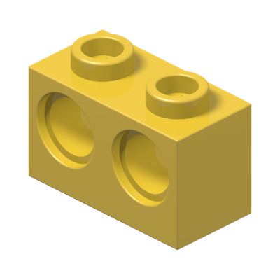 BRICK 1X2 W. 2 HOLES Ø 4,87 · Bright Yellow (réf. BrickLink Yellow)