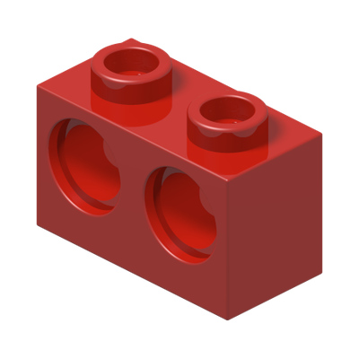 BRICK 1X2 W. 2 HOLES Ø 4,87 · Bright Red (réf. BrickLink Red)