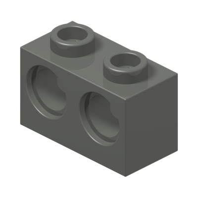 BRICK 1X2 W. 2 HOLES Ø 4,87 · Dark Stone Grey (réf. BrickLink Dark Bluish Gray)