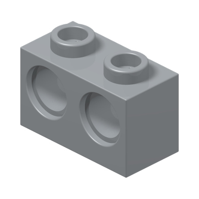 BRICK 1X2 W. 2 HOLES Ø 4,87 · Medium Stone Grey (réf. BrickLink Light Bluish Gray)