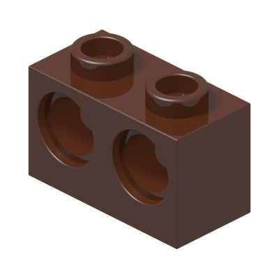 BRICK 1X2 W. 2 HOLES Ø 4,87 · Reddish Brown (réf. BrickLink Reddish Brown)