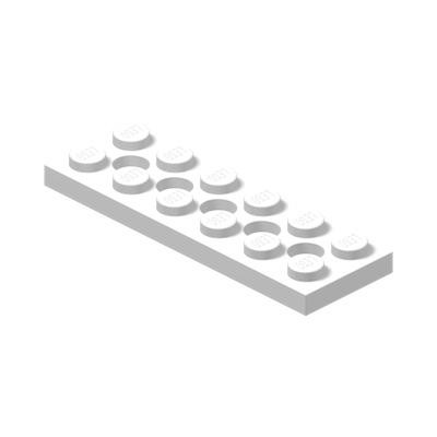 PLATE 2X6 W. HOLES · LEGO 4527947 (réf. BrickLink 32001) · White (réf. BrickLink White)