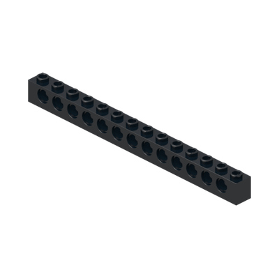 TECHNIC BRICK 1X14, Ø4,9 · Black (réf. BrickLink Black)