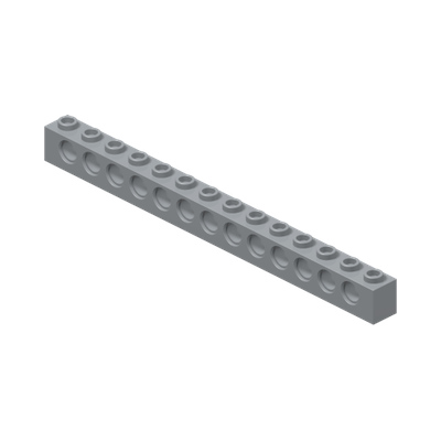 TECHNIC BRICK 1X14, Ø4,9 · Medium Stone Grey (réf. BrickLink Light Bluish Gray)