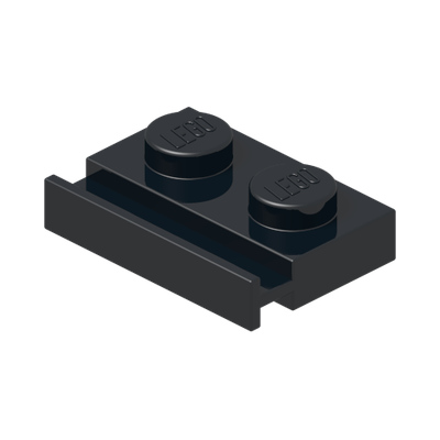 PLATE 1X2 WITH SLIDE · Black (réf. BrickLink Black)