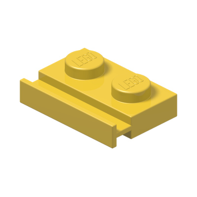 PLATE 1X2 WITH SLIDE · Bright Yellow (réf. BrickLink Yellow)