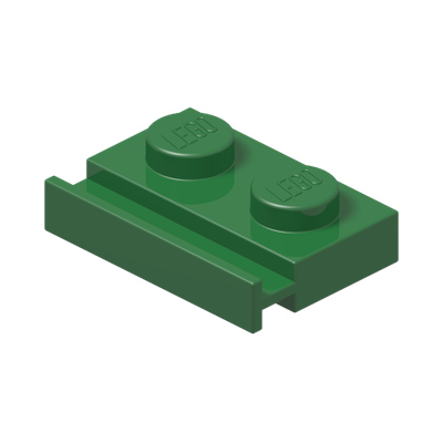 PLATE 1X2 WITH SLIDE · Dark Green (réf. BrickLink Green)