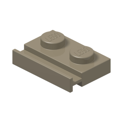 PLATE 1X2 WITH SLIDE · Sand Yellow (réf. BrickLink Dark Tan)