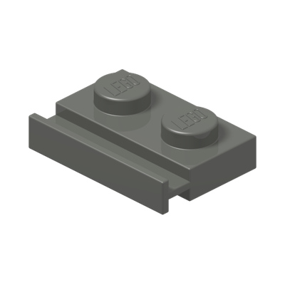 PLATE 1X2 WITH SLIDE · Dark Stone Grey (réf. BrickLink Dark Bluish Gray)