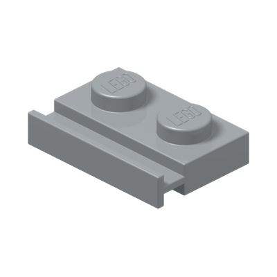 PLATE 1X2 WITH SLIDE · Medium Stone Grey (réf. BrickLink Light Bluish Gray)