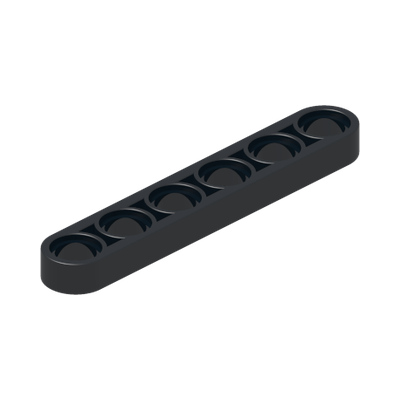 TECHNIC 6M HALF BEAM · Black (réf. BrickLink Black)