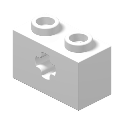 BRICK 1X2 WITH CROSS HOLE · LEGO 6178921 (réf. BrickLink 32064) · White (réf. BrickLink White)