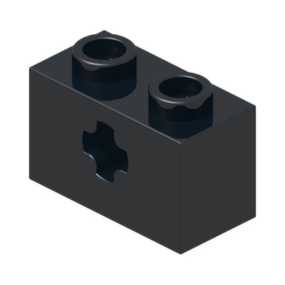 BRICK 1X2 WITH CROSS HOLE · Black (réf. BrickLink Black)