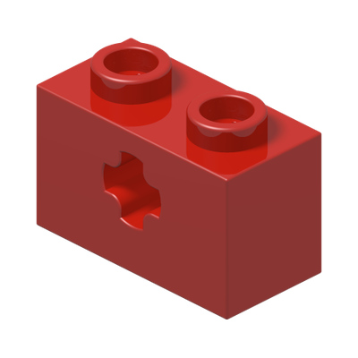 BRICK 1X2 WITH CROSS HOLE · Bright Red (réf. BrickLink Red)