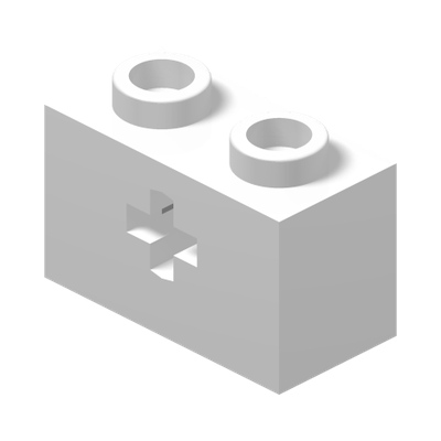 Technic, Brick 1 x 2 with Axle Hole and Inside Side Supports · LEGO 4125562 (réf. BrickLink 32064a) · Couleur BrickLink : White