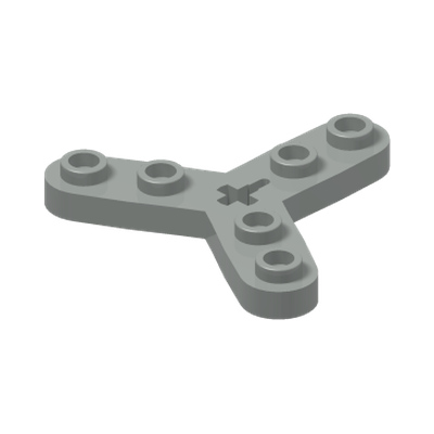 Technic, Plate Rotor 3 Blade with Smooth Ends and 6 Studs (Propeller) · Réf. BrickLink 32125 · Couleur BrickLink : Light Gray
