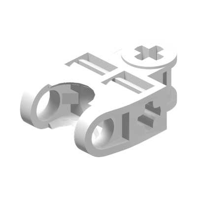 Technic, Axle Connector 2 x 3 with Ball Joint Socket - Open Sides, Angled Forks with Closed Axle Holes · LEGO 4125555 (réf. BrickLink 32174) · Couleur BrickLink : White